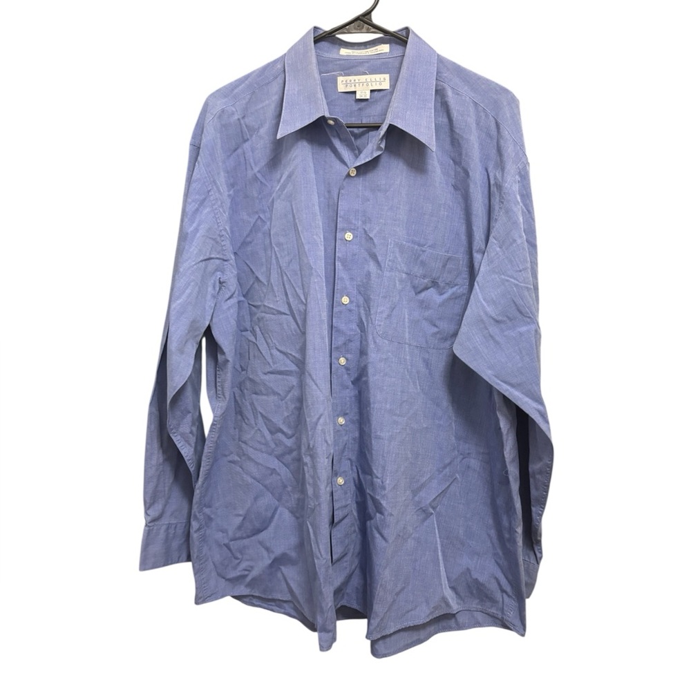 Perry Ellis Blue Dress Shirt Classic Style